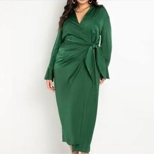 Eloquii Dark Green Long Sleeve Dress